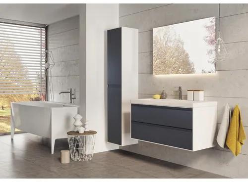 Kúpeľňový nábytkový set Evora 100 cm s keramickým umývadlom 2 otvormi na kohúty a zrkadlom antracitovo sivá matná