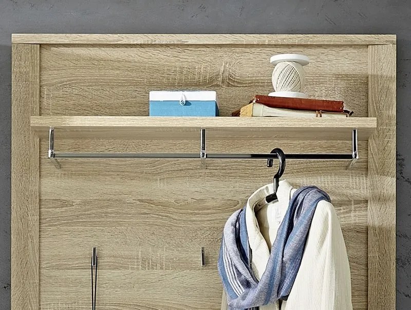 Nástenný vešiakový panel Go, dub sonoma