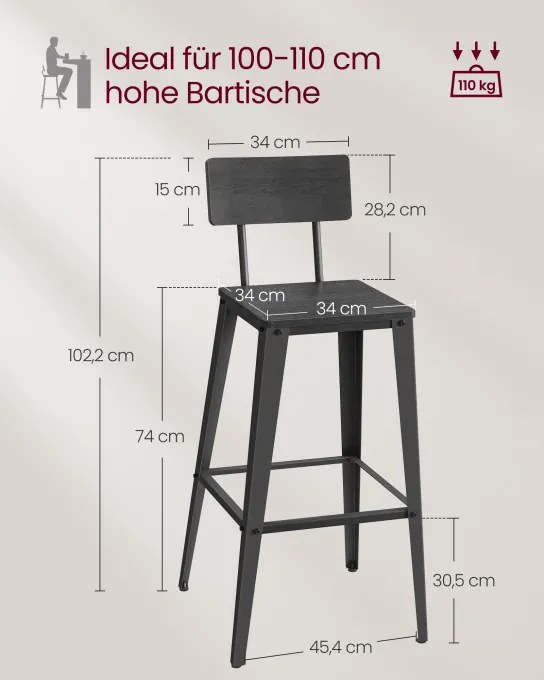 Set dvoch barových stoličiek LBC078B02 (2 ks)