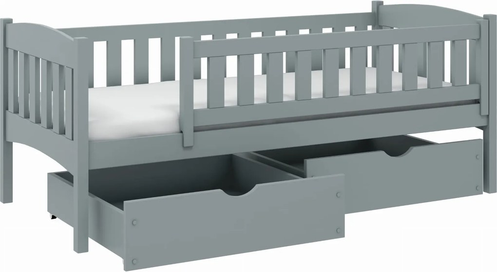 Detská posteľ z masívu GANDALF so šuplíkmi - 200x90 cm - ŠEDÁ