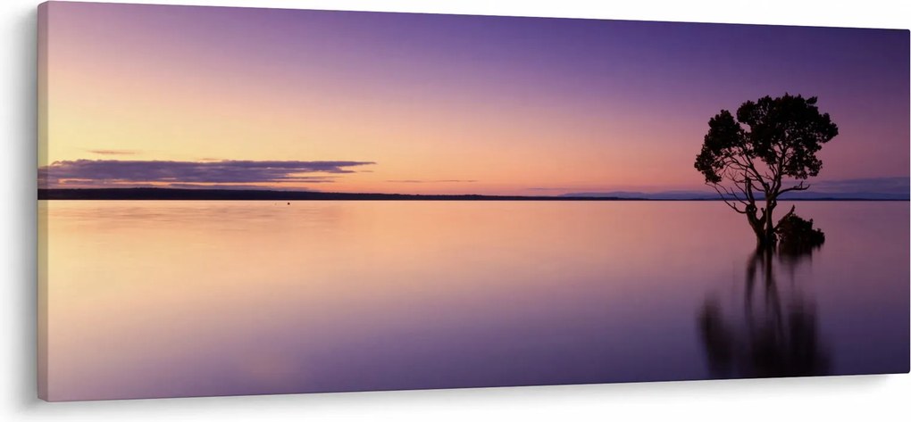 Obraz vodnej hladiny pri východe slnka (120x50 cm)