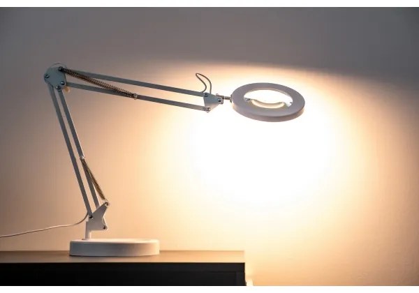 Brilagi - LED Stmievateľná stolná lampa s lupou LED/12W/5V 3000/4200/6000K biela