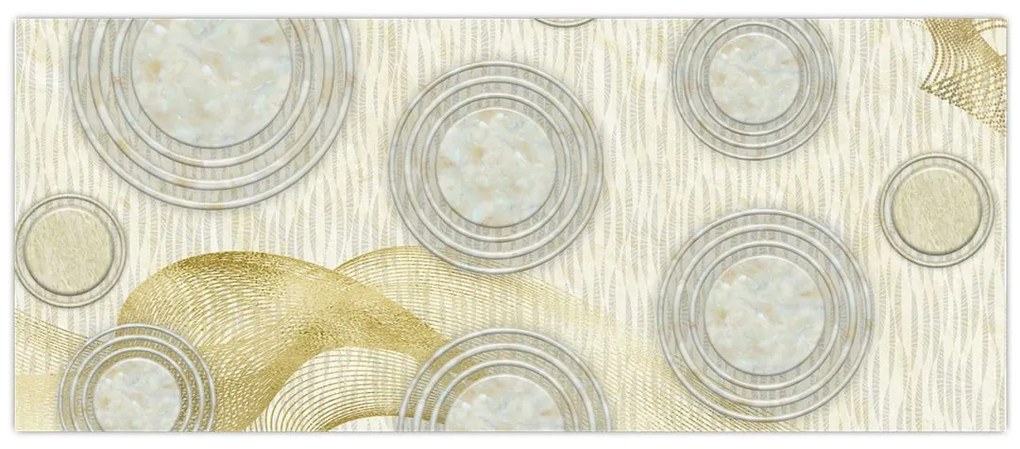 Obraz - Abstrakcia, mramorové kruhy (120x50 cm)