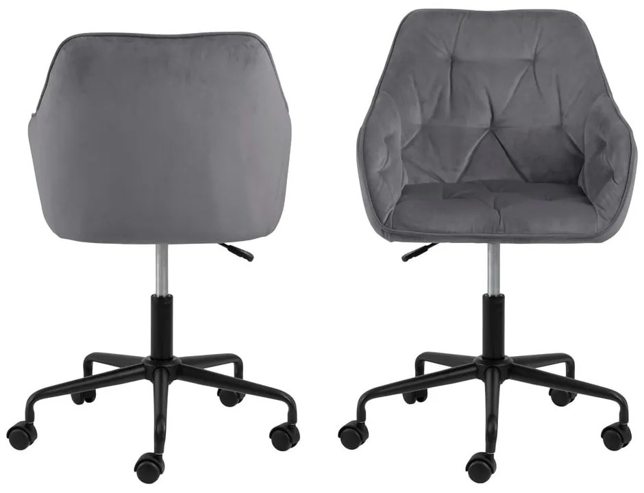 Sivá kancelárska stolička so zamatovým povrchom Actona Brooke