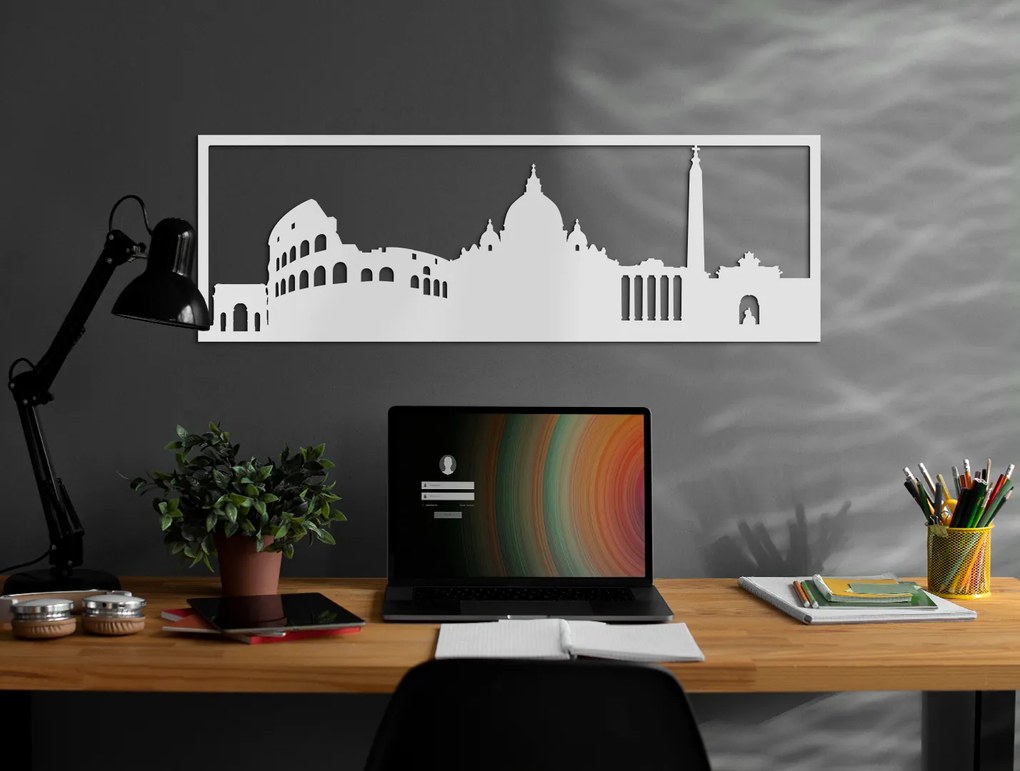 drevko Obraz Rím panoráma Rozmer obrazu: 29,5 x 89 cm, Farba dekorácie: Čierna