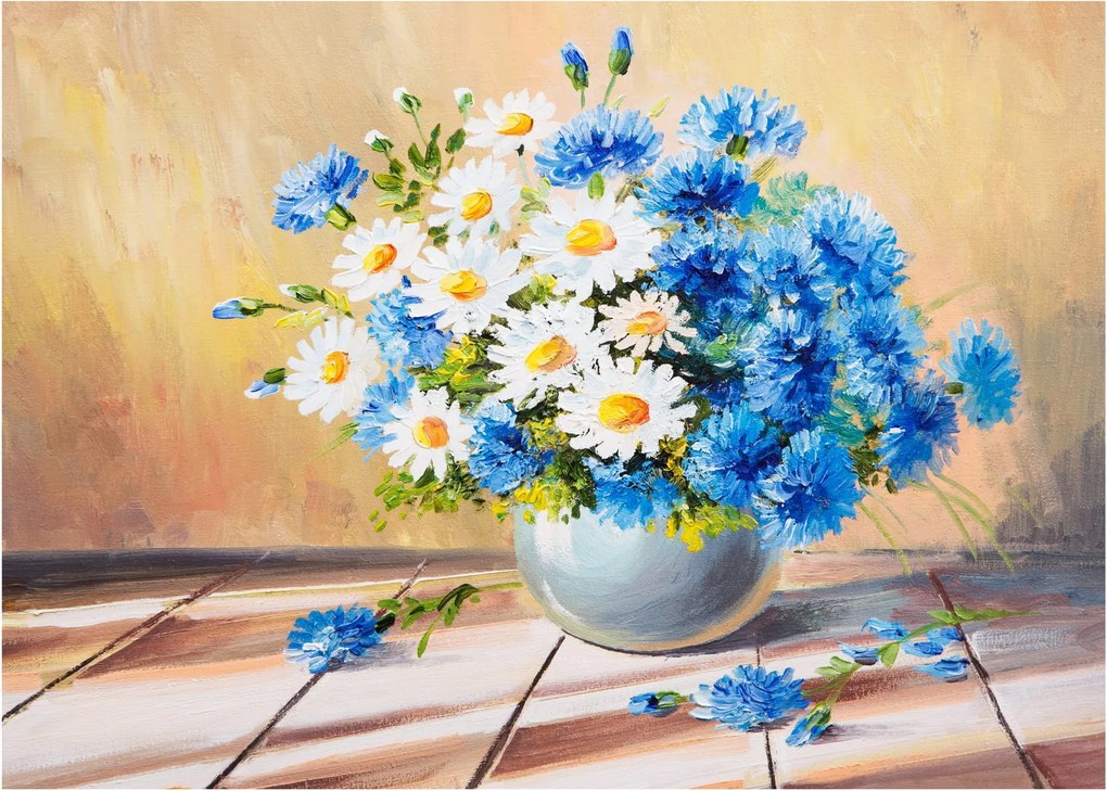 Maľovaný obraz vázy kvetín (70x50 cm)
