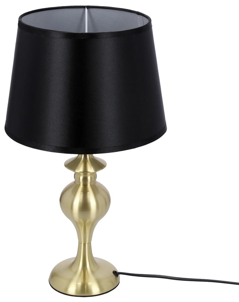 Candellux PRIMA GOLD Stolná lampa golden satin 1X60 E27 black lampshade 41-09227