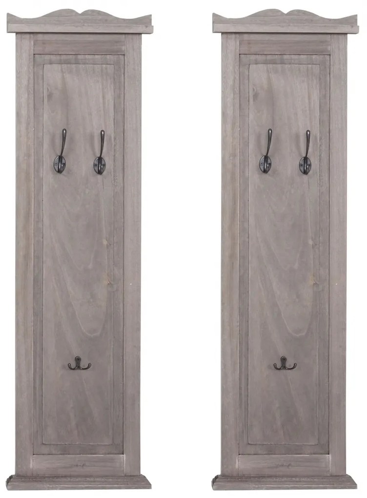 2x vešiaková stena s 3 vešiakmi 94453 - 109x28x3,5 cm, sivohnedá