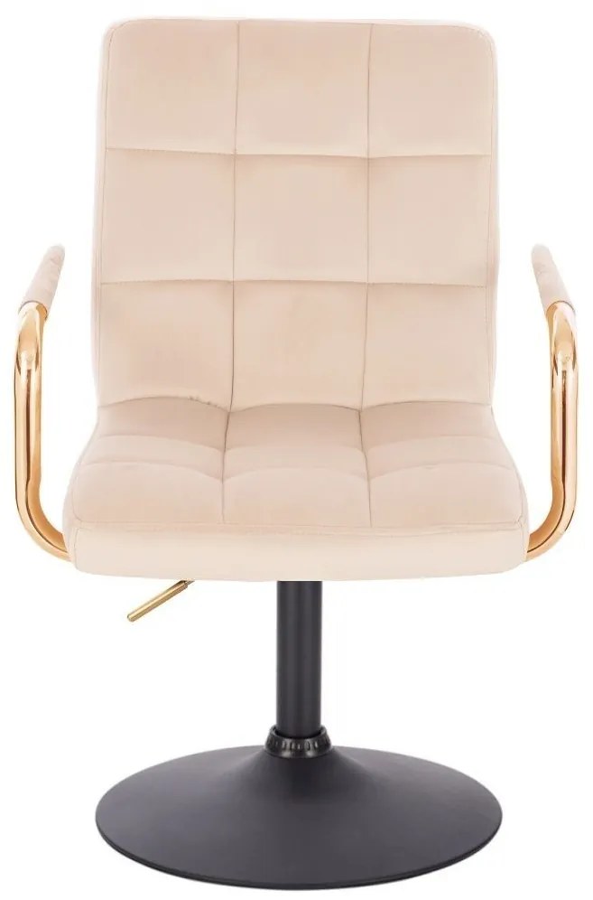 LuxuryForm DESIGN Stolička VERONA GOLD VELUR na čiernom tanieri - krémová