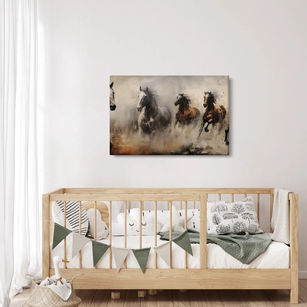 Obraz - Olejomaľba koní (90x60 cm)
