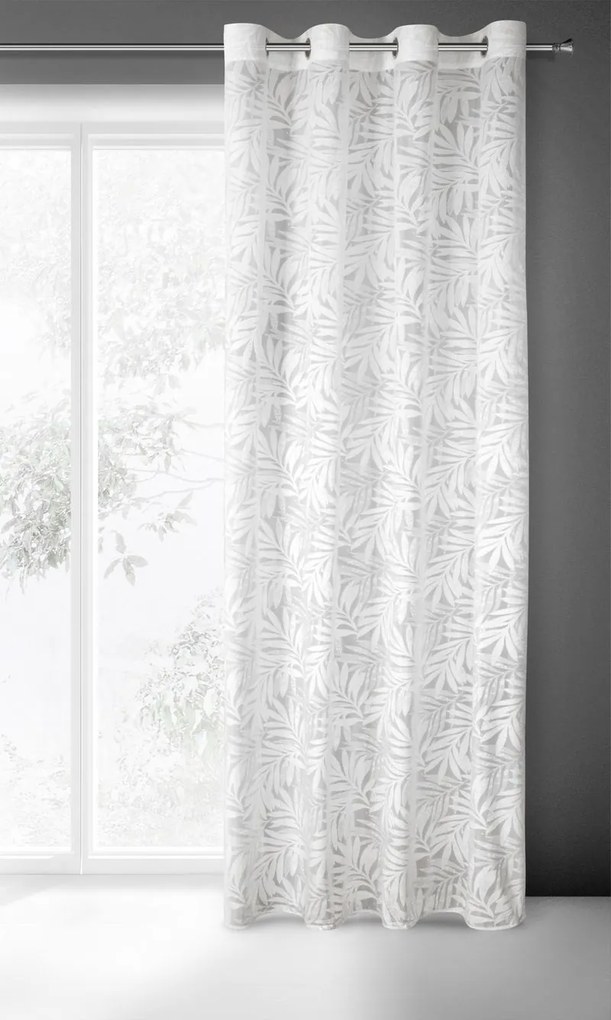 EUROFIRANY záves s vyrezávaným kvetinovým vzorom 140 cm x 250 cm biela 100 % polyester Rozmer varianty: 140 cm x 250 cm, Farba varianty: Biela