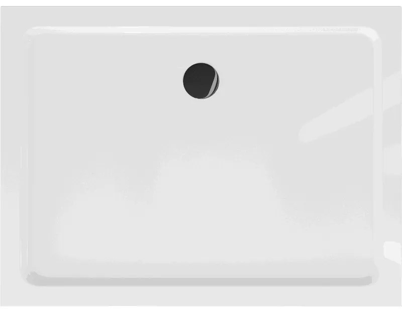 Mexen SLIM - Obdĺžniková sprchová vanička 130x80x5cm + čierny sifón, biela, 40108013B