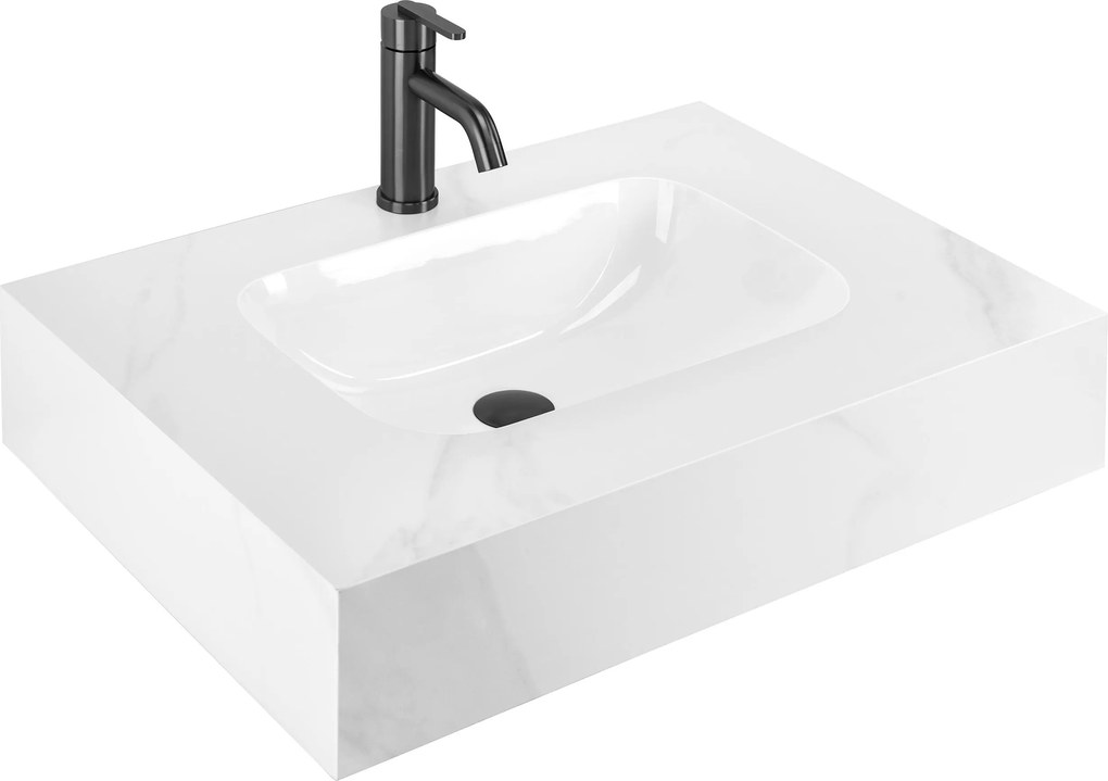 Rea Aresa Belt, nástenné umývadlo 700x500x150 mm, biela-imitácia kameňa, REA-U9971