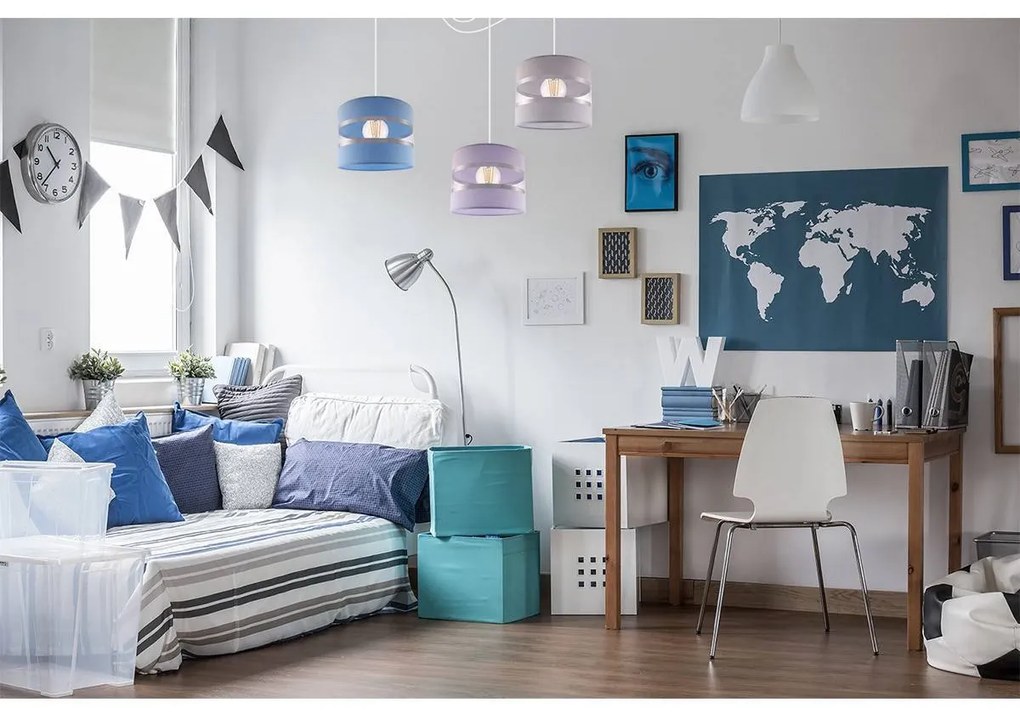 Závesné svietidlo Elegance Spider, 3x textilné tienidlo (mix 8 farieb), w