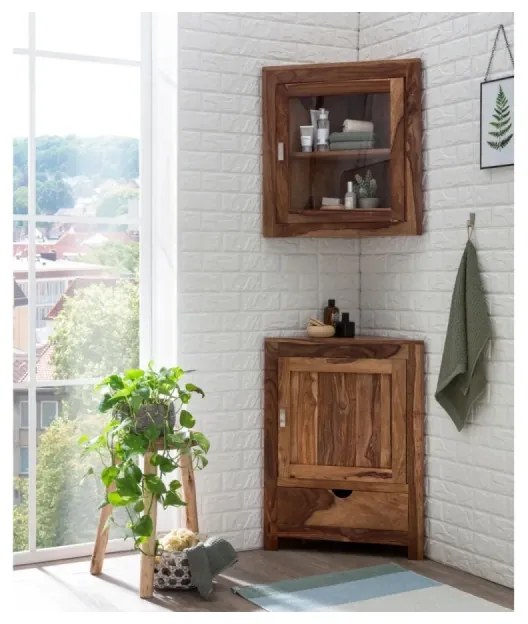 furniture-nabytek.cz - Masívna nástenná skrinka do kúpeľne Lagos z palisandra, lakovaná, hnedá – 60×32×65 cm