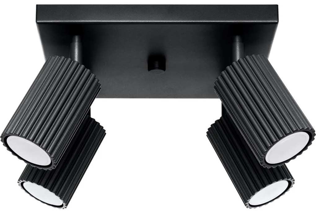 Sollux SL.1583 - Bodové svietidlo KARBON 4xGU10/10W/230V čierna