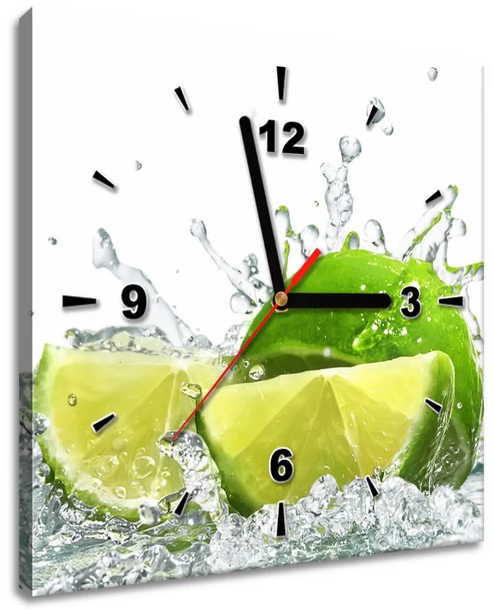 Gario Obraz s hodinami Zelená limetka Rozmery: 100 x 40 cm