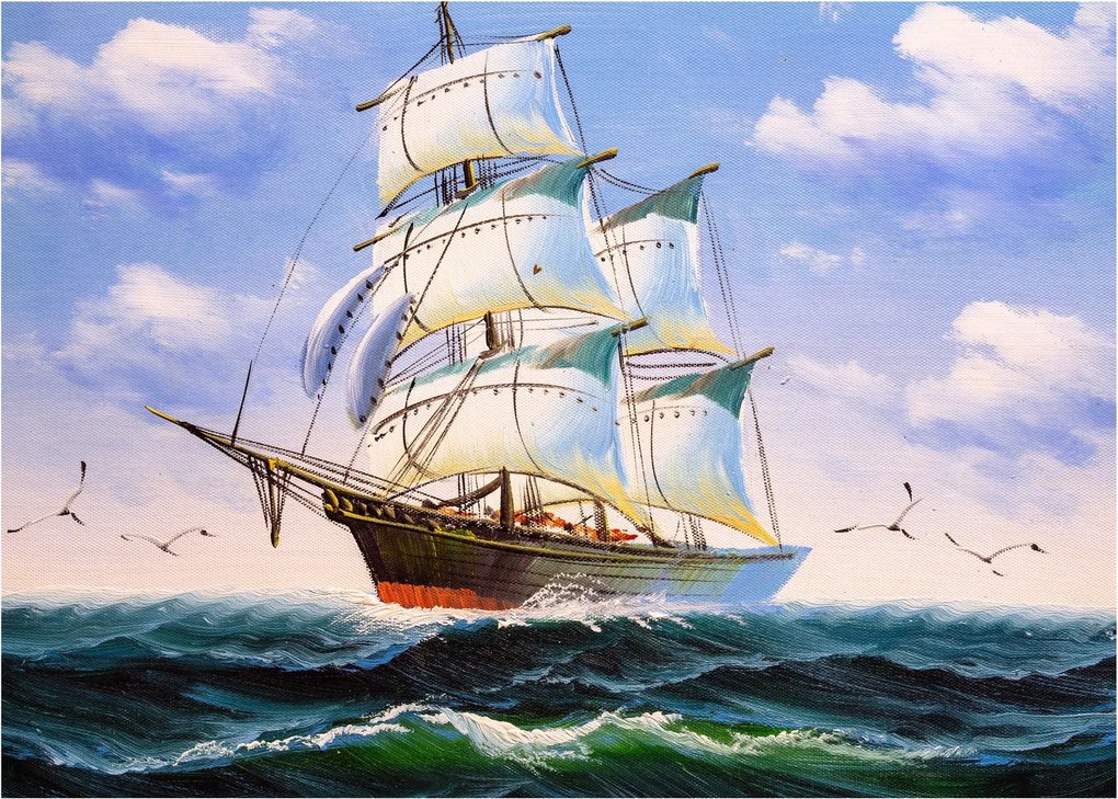 Obraz lode na vlnách (70x50 cm)