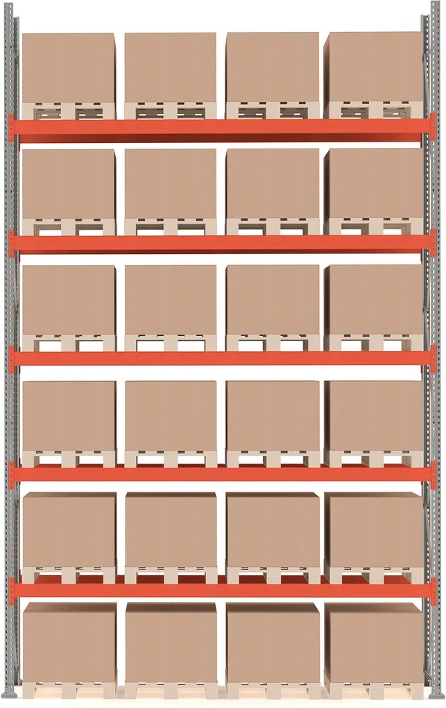 Paletový regál Ultimate, základná sekcia, 24 paliet, 6000x3600x1100 mm