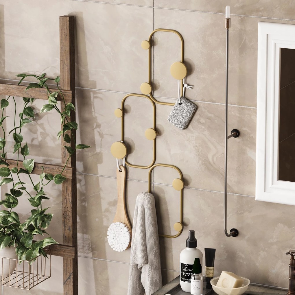 Nástenný kovový vešiak Lizzard 28 cm zlatý