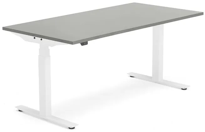 Výškovo nastaviteľný stôl MODULUS, 1600x800 mm, biela, svetlošedá