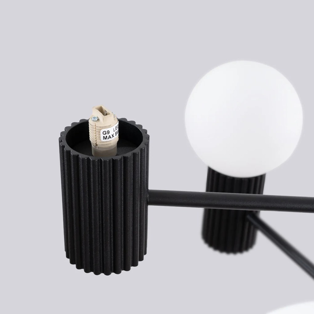 Luster Halo, 6x biele sklenené tienidlo, b