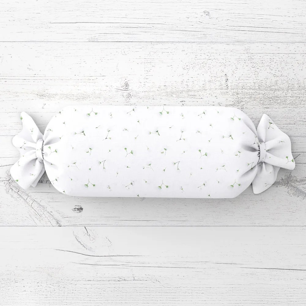 Biante Vankúš valec bonbon Sandra SA-424 Drobné kvietky na bielom 15x40 cm