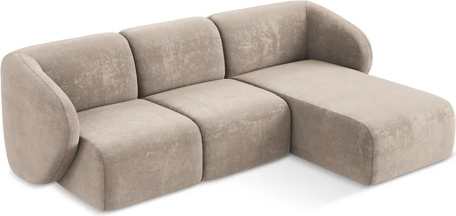 Svetlohnedá ženilková rohová pohovka (pravý roh/s leňoškou) Lani – Makamii