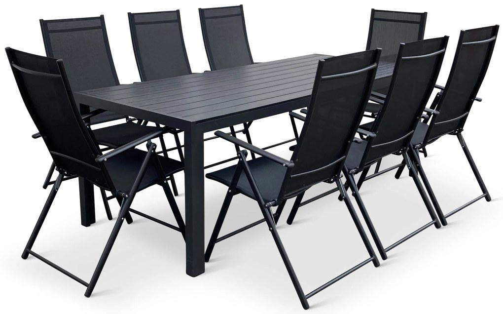 Záhradný jedálenský set Viking XL 190cm + 8x kovová stolička Pia