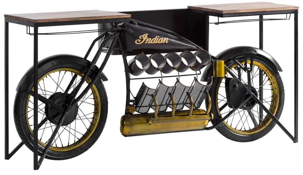 furniture-nabytek.cz - Masivní barový stůl Indian Black z mangového dřeva a kovu, lakovaný, černý – 180×40×85 cm