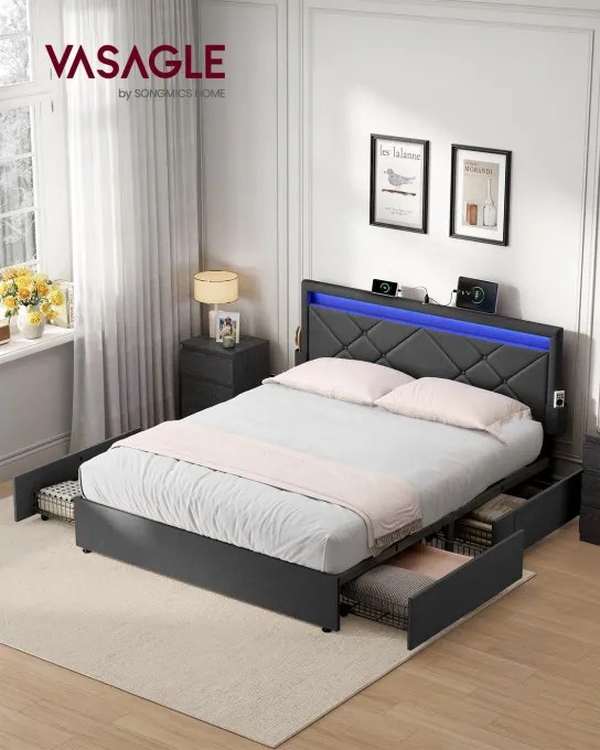 Manželská postel s LED osvetlením 180 cm RMB825GN02