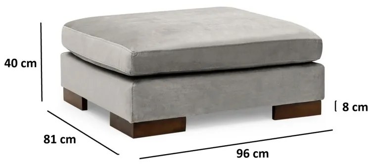 Rohová pohovka Tulip s odkladacím stolčekom a taburetom svetlosivá ľavá