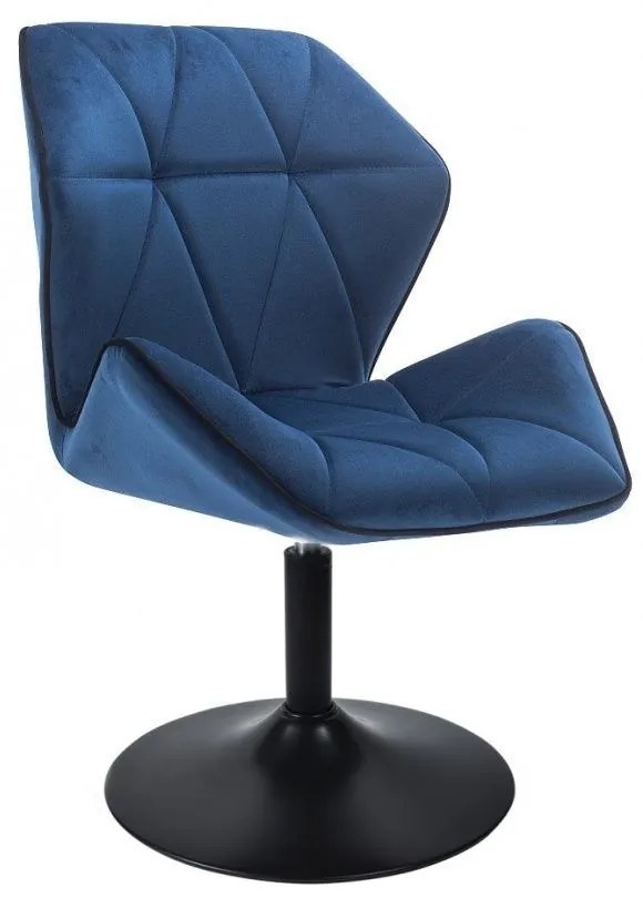 LuxuryForm DESIGN Stolička MILANO MAX VELUR na čiernom tanieri - modrá