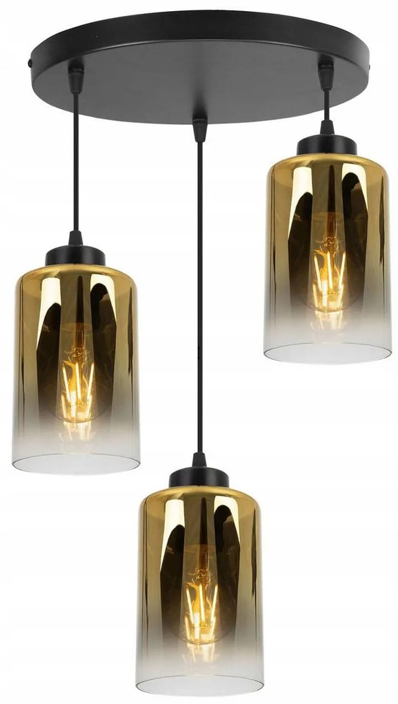 Závesné svietidlo Hella1, 3x sklenené tienidlo (mix 3 farieb), o