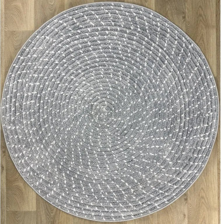 TA Koberec 250654W BARI PRINT Sivý Okrúhly Rozmer: 120x120 cm