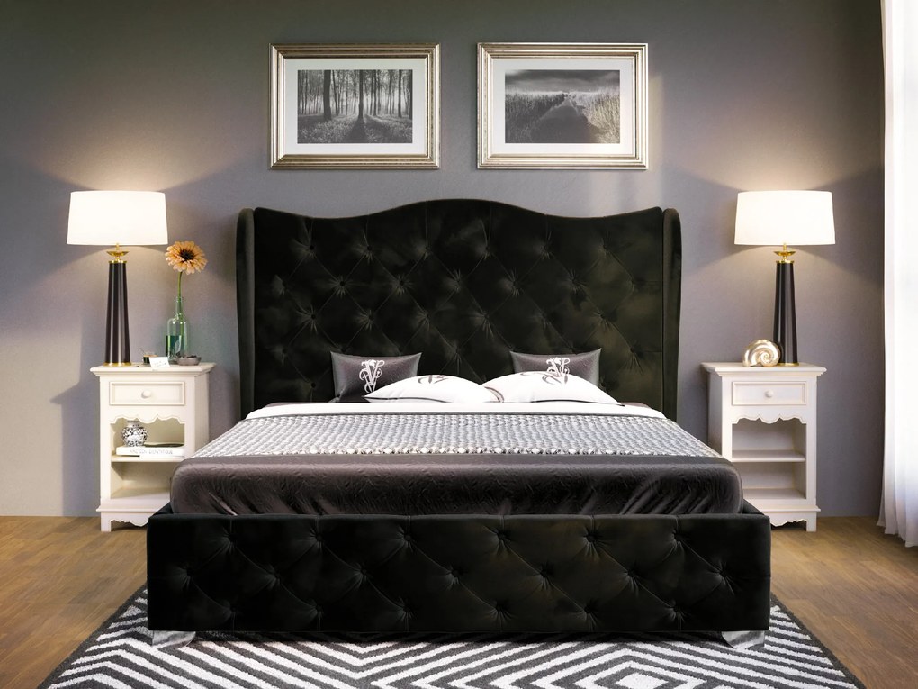PROXIMA.store - Luxusná manželská posteľ BOLONIA Farba: čierna, ROZMER: Pre matrac 160 x 200 cm