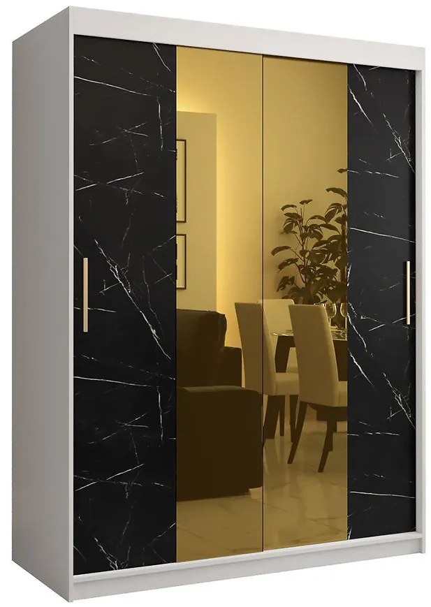 Skriňa Platinum T1 150 biely mramor/čierna