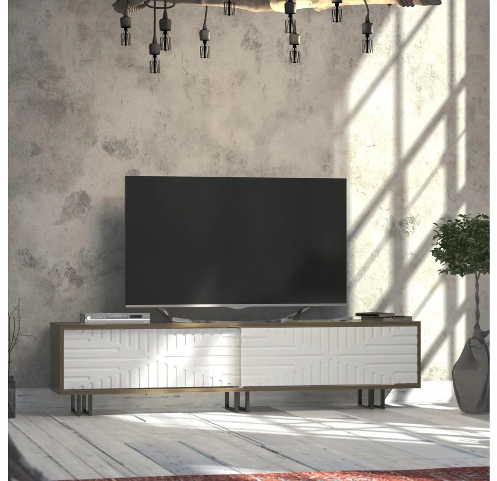 TV stolík/skrinka Askalia (dub + biela). Akcia -19%. Vlastná spoľahlivá doprava až k Vám domov. 1101393