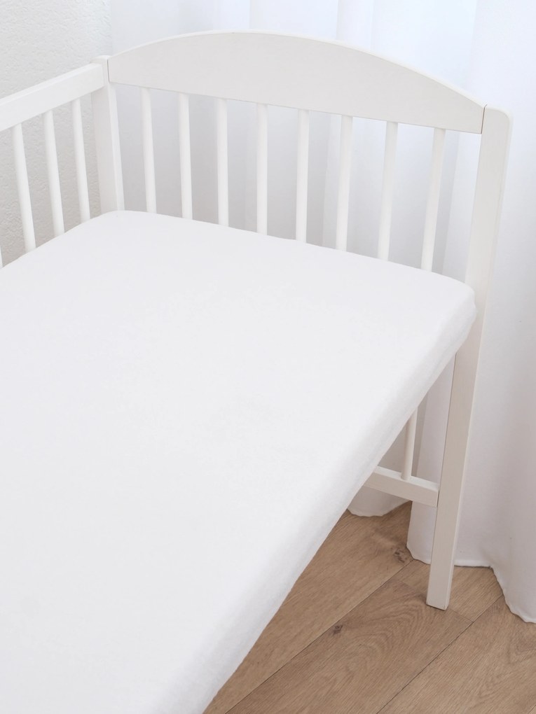 Froté plachta do postieľky 60 × 120 cm - biela