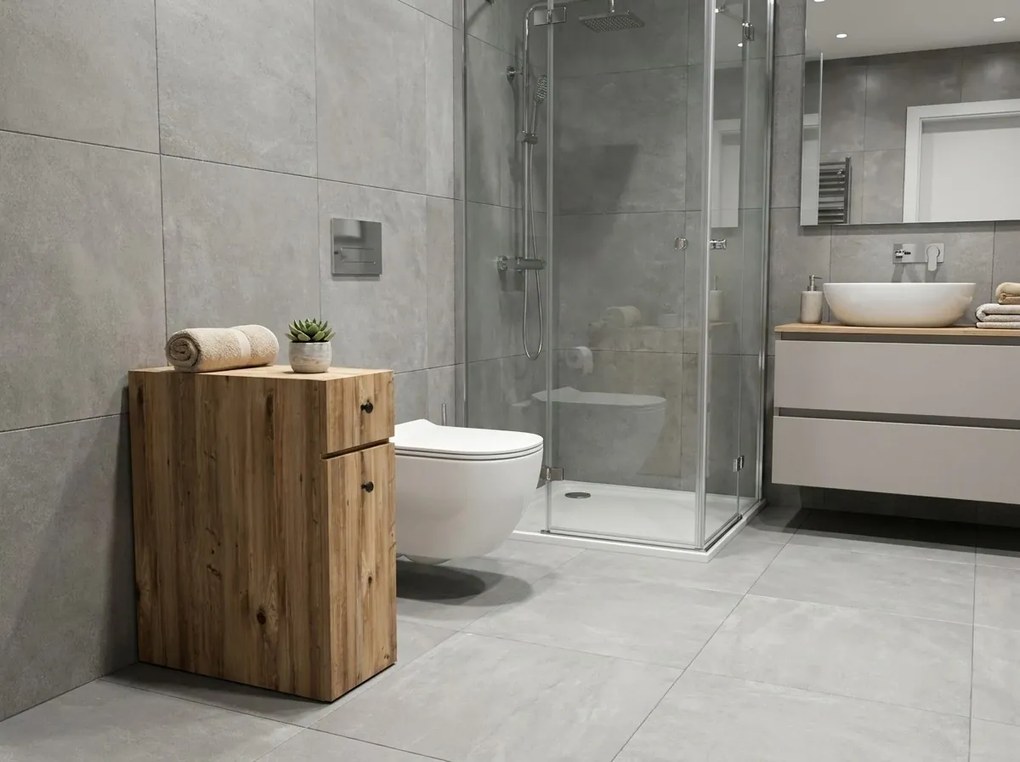 Úzka kúpeľňová skrinka ROVELA, dub