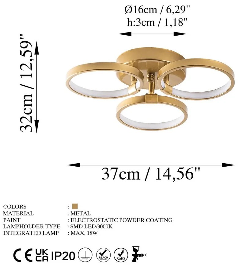 LED stropné svietidlo v zlatej farbe ø 17 cm Halka – Opviq lights