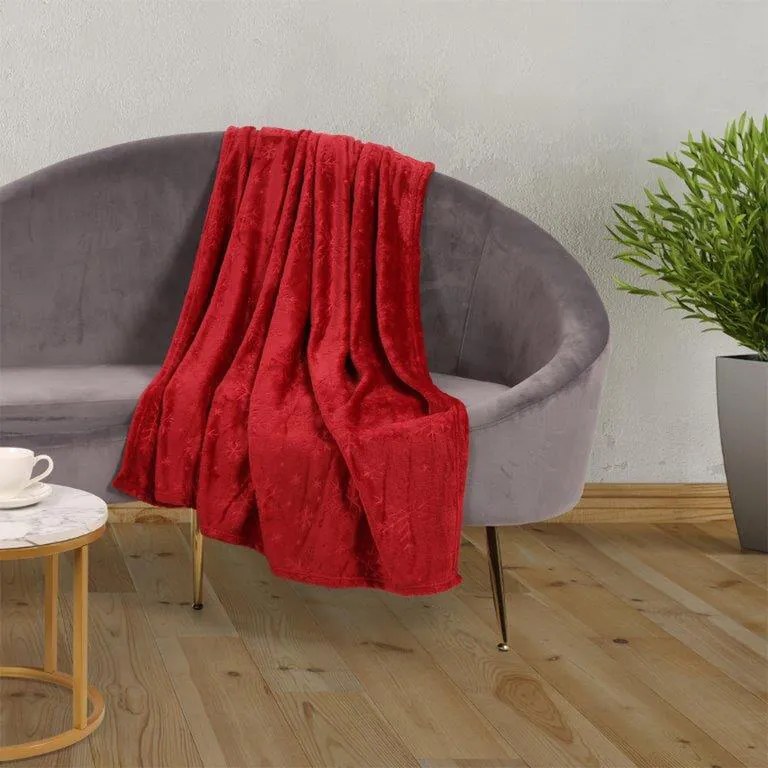 Mikroplyšová deka VLOČKY, červená 140 x 200 cm