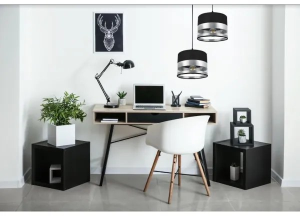 Luster na lanku MILO 2xE27/60W/230V strieborná/čierna