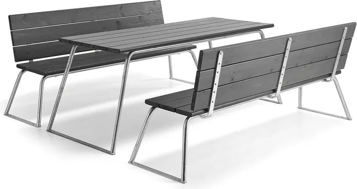 Zostava nábytku ARCTIC, 1 stôl, 2 lavice s operadlami