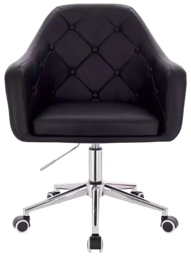 LuxuryForm DESIGN Kreslo ANDORA na striebornej podstave s kolieskami - čierne