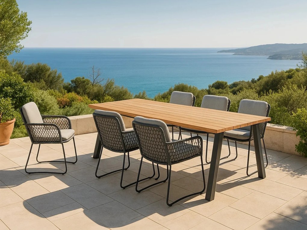 Ambassador Aprilla stolová súprava 1+6 antracit