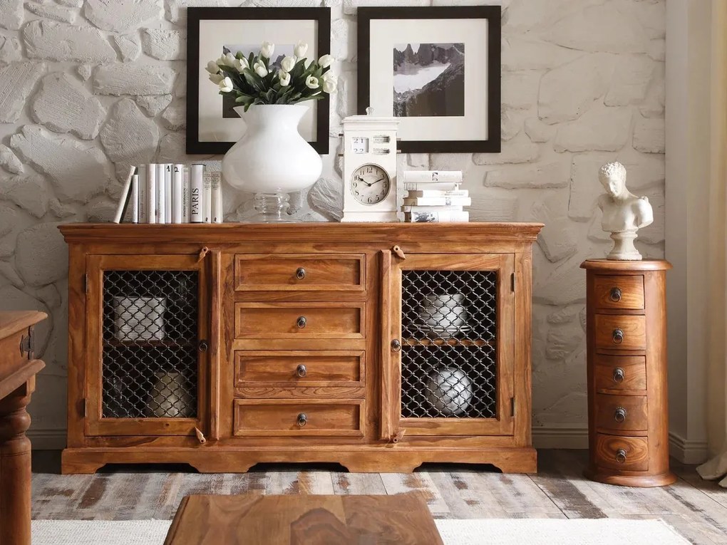 furniture-nabytek.cz - Masívny príborník Merlin II, lakovaný, hnedý – 180×45×90 cm