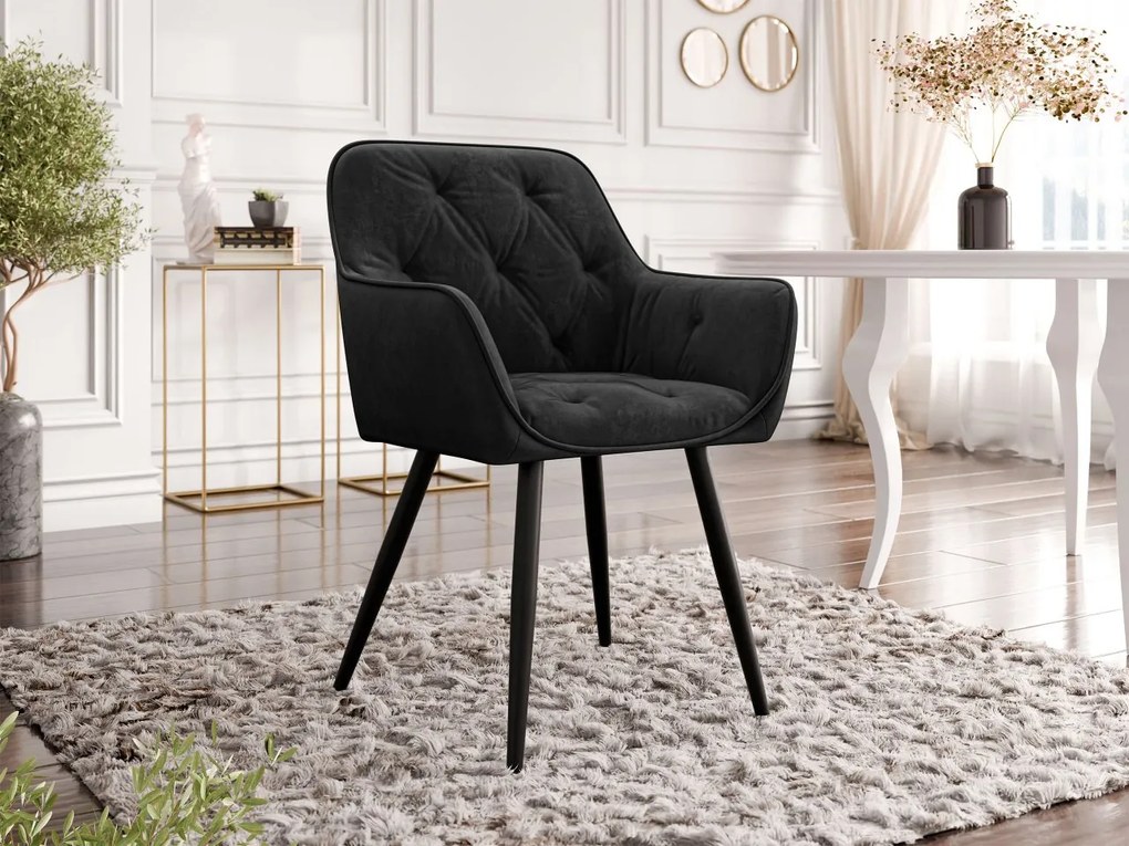 Zamatová jedálenská stolička Alonax, Dostupné poťahy: Magic Velvet 2209, Farby: čierna