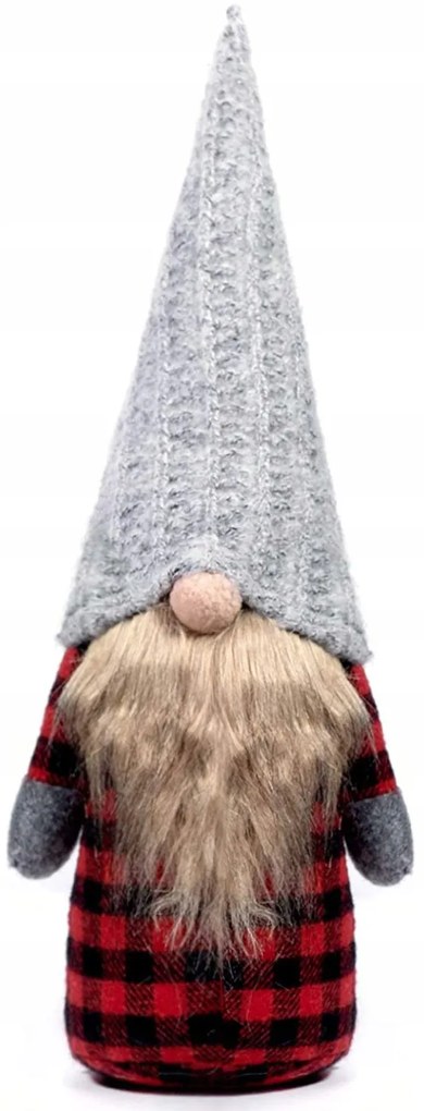 Vianočný škriatok 40 cm - károvaný - červený