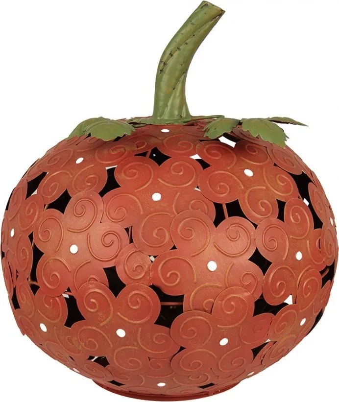 Oranžová kovová dekorácia tekvice Pumpkin s Led svetielkami - 34*38 cm
